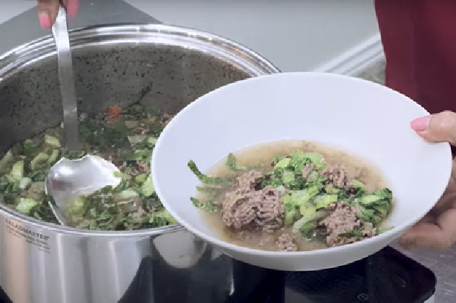 Iron-rich beef soup recipe in Saladmaster cookware